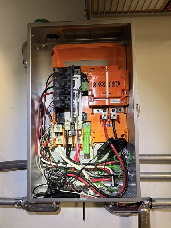 Enphase system controller mid-wiring with subpanel feeders landed