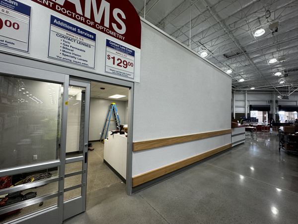 Optical department entrance during finish phase — Costco Gilroy