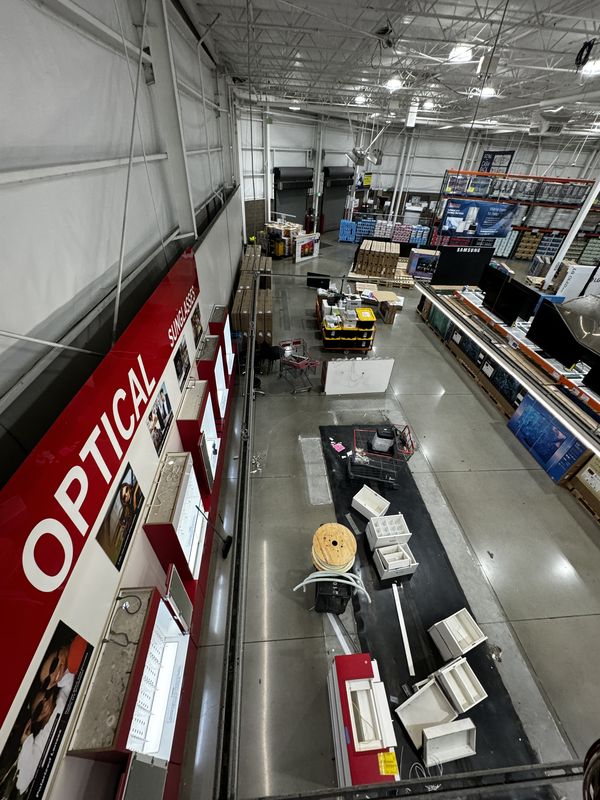 Overhead view of the Optical department buildout at Costco Gilroy