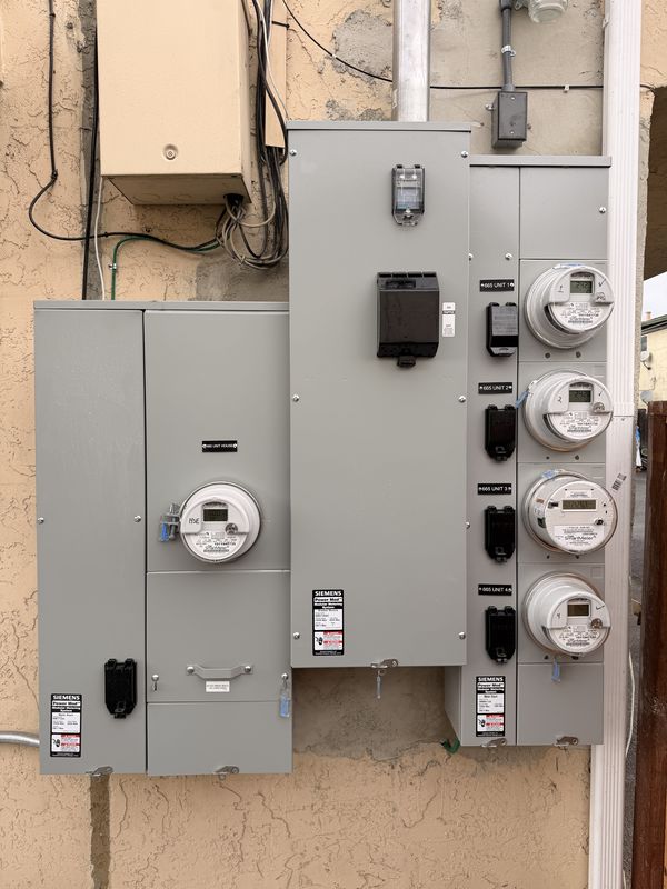 New multi-meter service equipment for a four-unit apartment building
