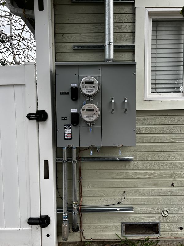 Duplex meter-main installation with new grounding and copper bonding