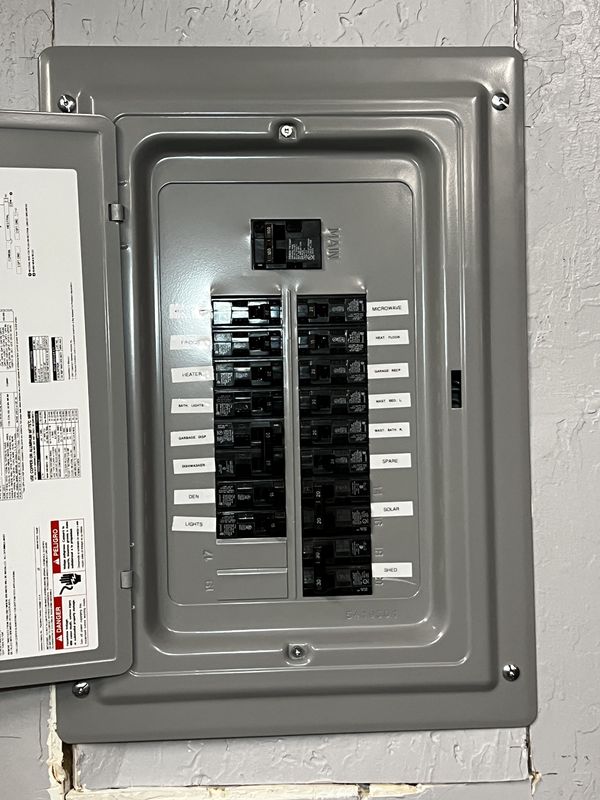 Indoor panel with a full set of circuit labels on every breaker