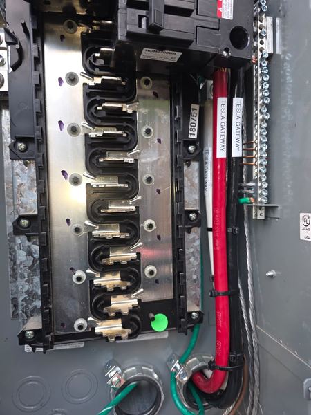 Tesla Gateway feed labeled at sub-panel