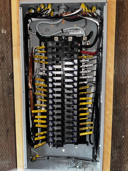 Fully labeled residential panel with circuit tags on every breaker